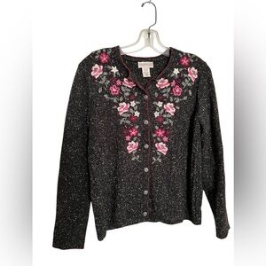 Women’s Vintage Northern Reflections Embroidered button up sweater, size M